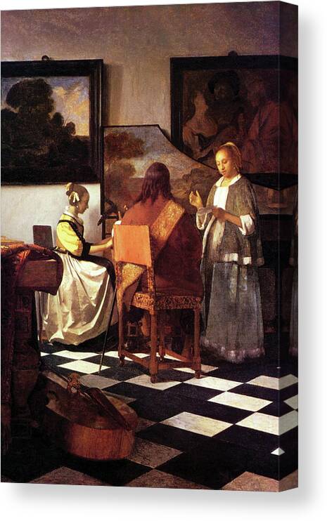 Renaissance Canvas Print featuring the painting Musical Trio by Johannes Vermeer