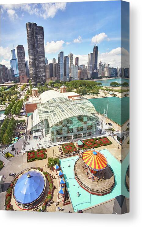Chicago Canvas Print featuring the photograph Navy Pier in Chicago by Jim Hughes