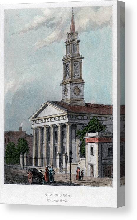 Engraving Canvas Print featuring the drawing New Church, Waterloo Road, London by Print Collector