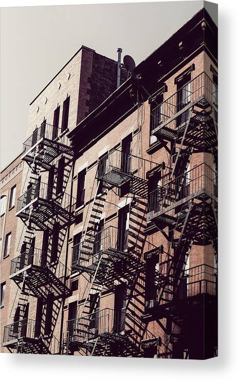  Canvas Print featuring the photograph New York City Fire Escapes 02 by Rikard Ekstrand