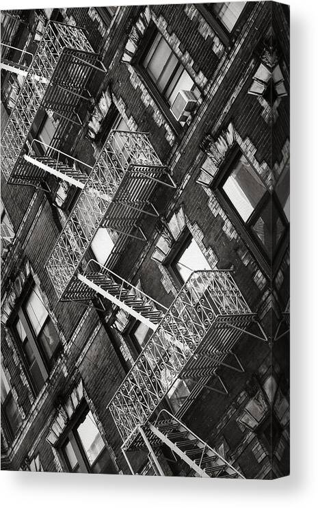  Canvas Print featuring the photograph New York City Fire Escapes 04 by Rikard Ekstrand