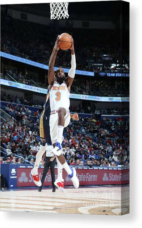 Tim Hardaway Jr. Canvas Print featuring the photograph New York Knicks V New Orleans Pelicans by Layne Murdoch Jr.