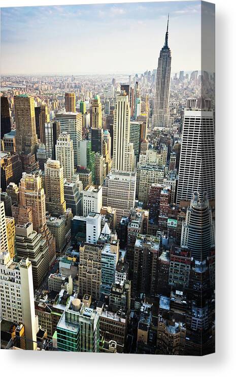Viewpoint Canvas Print featuring the photograph New York Skyline Summertime View by Mlenny