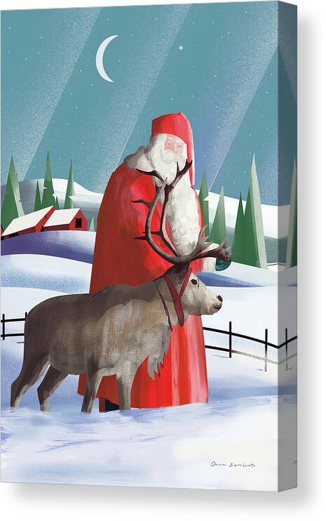 Animals Canvas Print featuring the painting North Pole Santa Claus by Omar Escalante