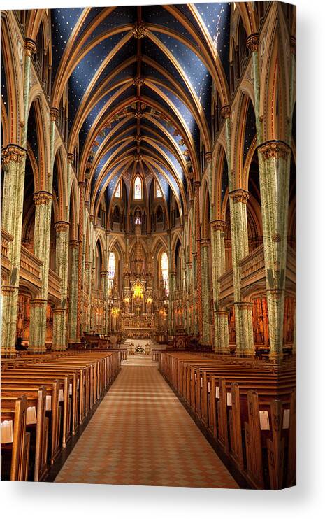 Arch Canvas Print featuring the photograph Notre Dame Cathedral Ottawa by Pgiam