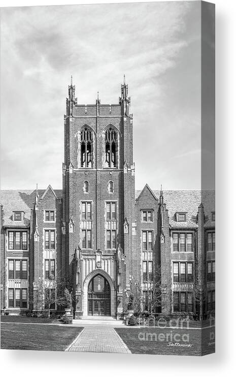 Notre Dame College Canvas Print featuring the photograph Notre Dame College Administration Building Tower by University Icons