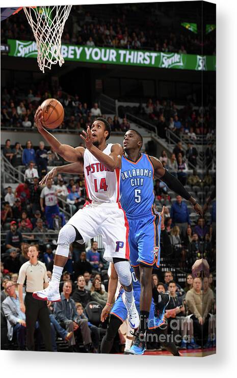 Nba Pro Basketball Canvas Print featuring the photograph Oklahoma City Thunder V Detroit Pistons by Chris Schwegler
