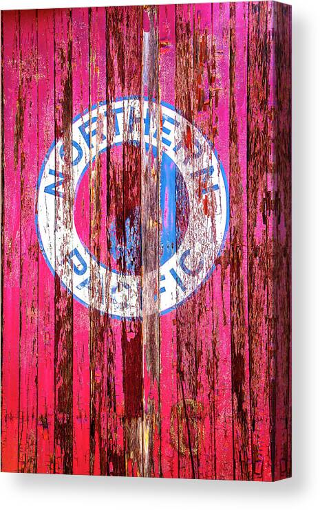 Old Northern Pacific Canvas Print featuring the photograph Old Northern Pacific Logo by Garry Gay