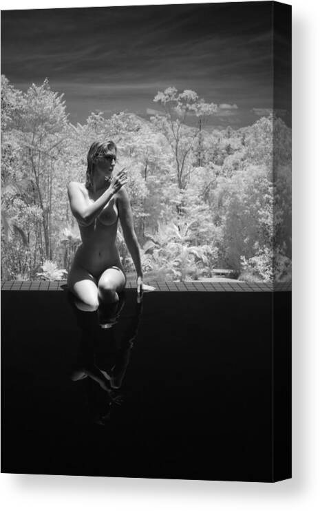 Fine Art Nude Canvas Print featuring the photograph On The Edge by Mel Brackstone
