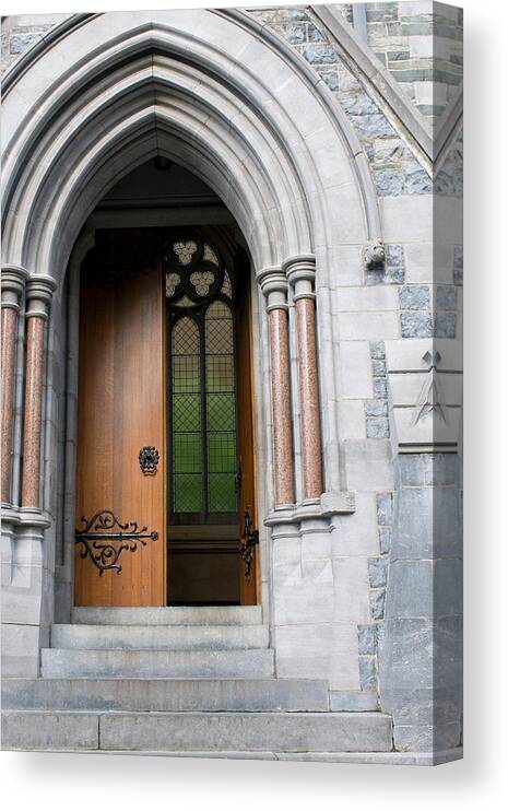 Arch Canvas Print featuring the photograph Open Door At The Gothic Church At by Driendl Group