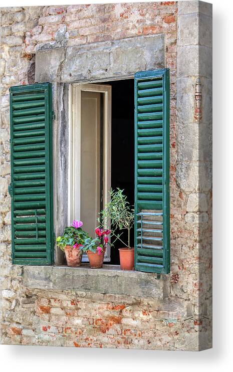 Window Canvas Print featuring the photograph Open Window of Tuscany by David Letts
