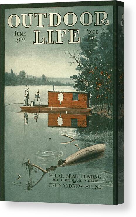 Boat Canvas Print featuring the painting Outdoor Life Magazine Cover June 1912 by Outdoor Life
