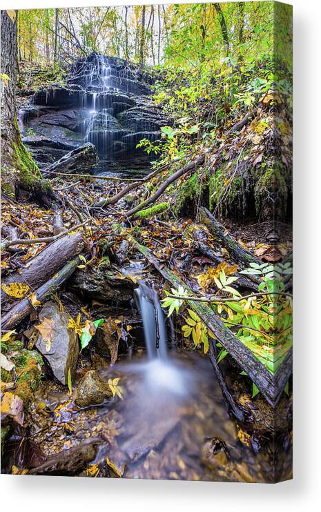 Fall Hollow Canvas Print featuring the photograph Peaceful Waterfalls by Jordan Hill