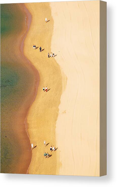 Estock Canvas Print featuring the digital art People Walking On Beach by Olimpio Fantuz