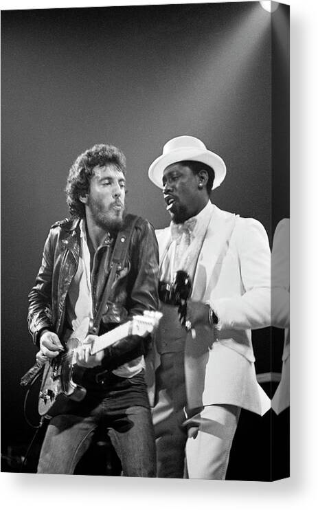 Music Canvas Print featuring the photograph Photo Of Bruce Springsteen And Clarence by Fin Costello