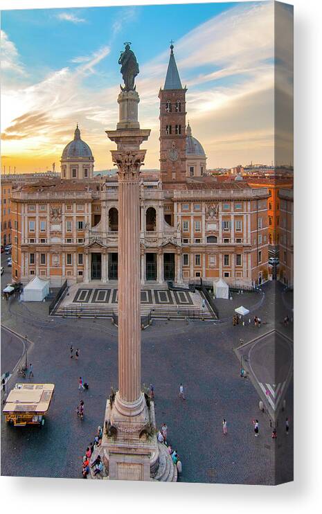 Piazza Canvas Print featuring the photograph Piazza Santa Maria Maggiore by Fabrizio Troiani