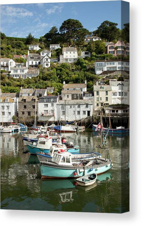 Southwest England Canvas Print featuring the photograph Polperro Harbour, Cornwall by Paulaconnelly
