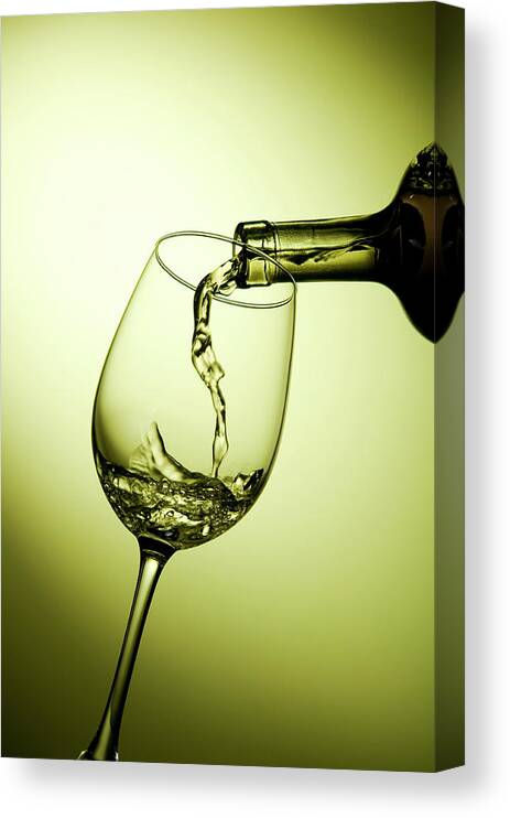 Alcohol Canvas Print featuring the photograph Pouring White Wine by Carlosalvarez