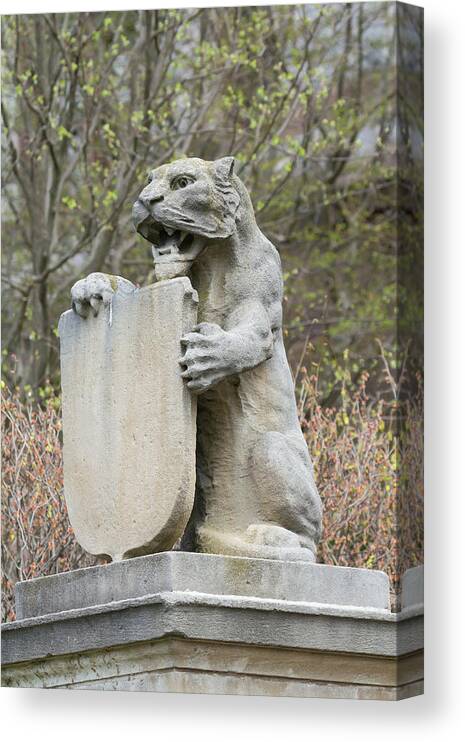 Animal Canvas Print featuring the photograph Princeton University Tiger Statue by Erin Cadigan
