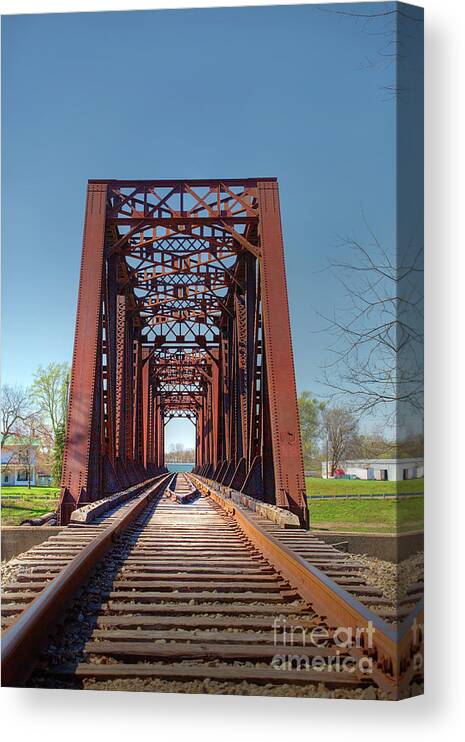Railroad Canvas Print featuring the photograph Railroad Bridge by Sharon McConnell