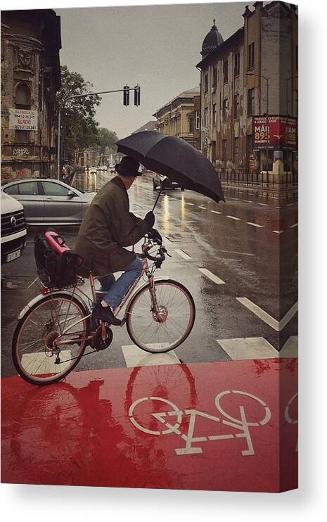 Person Canvas Print featuring the photograph Rainy Man by Danna Sladjana