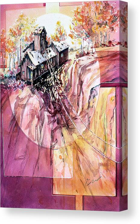 Out West Canvas Print featuring the painting Red Mountain Mine by Connie Williams