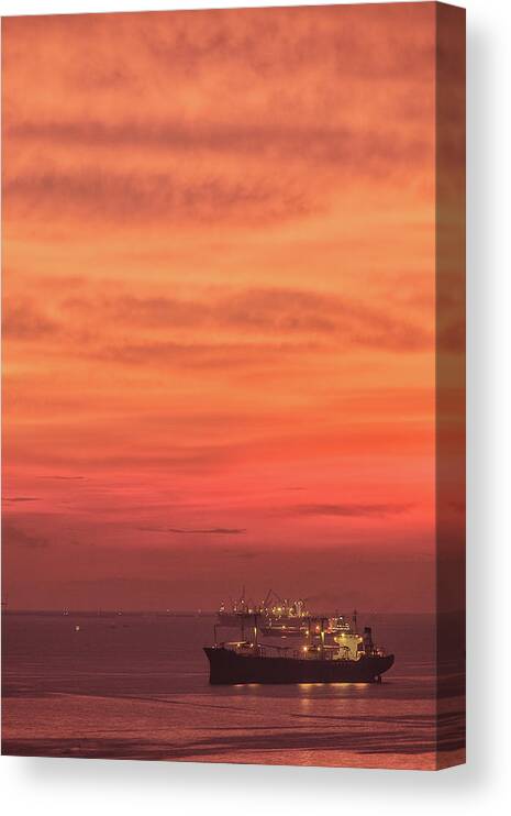 Scenics Canvas Print featuring the photograph Red Sky And Red Sea by Nobythai