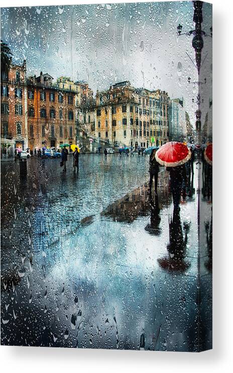 Reflections Canvas Print featuring the photograph Reflections In The Sidewalk by Nicodemo Quaglia