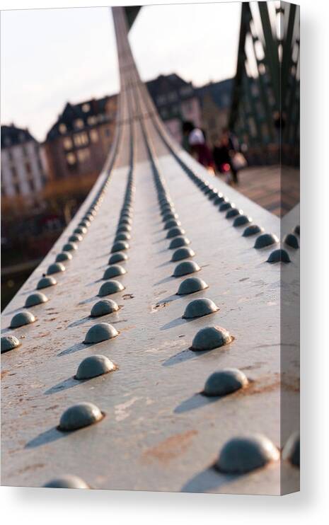 Cantilever Bridge Canvas Print featuring the photograph Rivets On An Old Bridge Girders by Wicki58