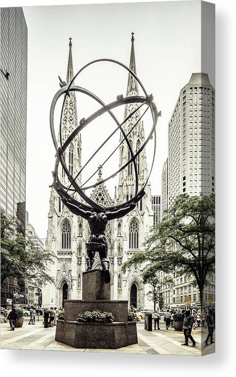 Estock Canvas Print featuring the digital art Rockefeller Center, Nyc by Antonino Bartuccio