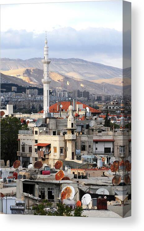 Tranquility Canvas Print featuring the photograph Rooftops In Damascus, Syria by Anjci (c) All Rights Reserved