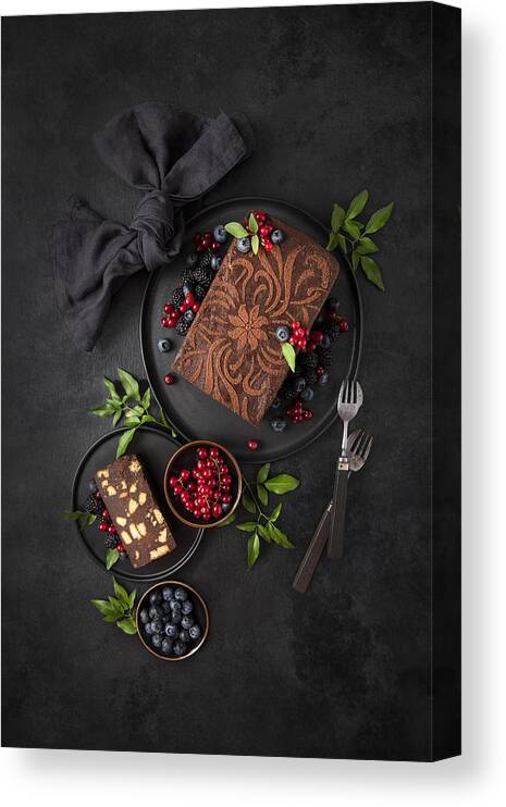 Kitchen Canvas Print featuring the photograph Rum Chocolate Biscuit Cake by Diana Popescu