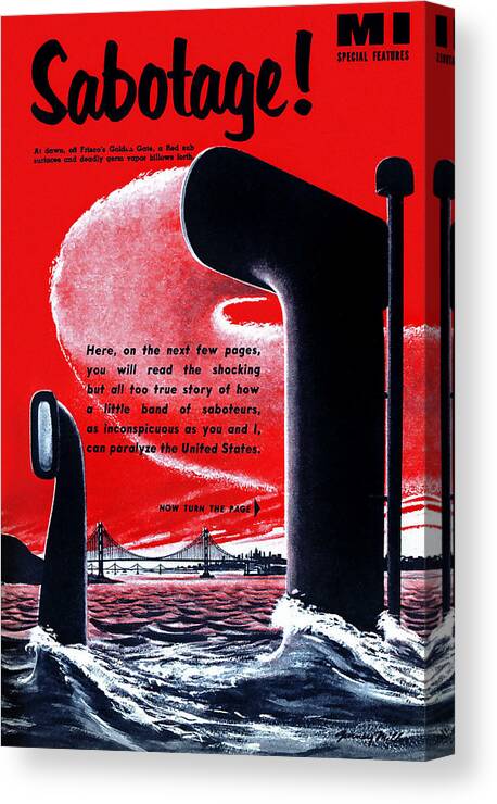 Submarine Canvas Print featuring the painting Sabotage! by G. Miller