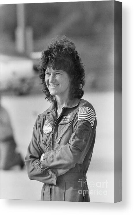 1980-1989 Canvas Print featuring the photograph Sally Ride, First Us Woman Astronaut by Bettmann