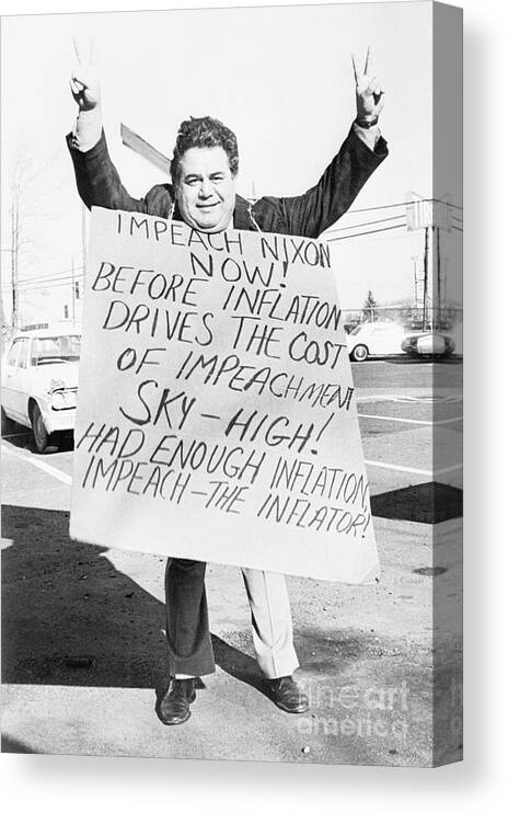 People Canvas Print featuring the photograph Samuel J. Byck Carrying A Picket Sign by Bettmann