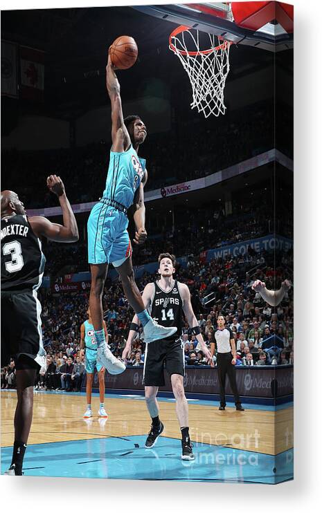 Nba Pro Basketball Canvas Print featuring the photograph San Antonio Spurs V Oklahoma City by Zach Beeker