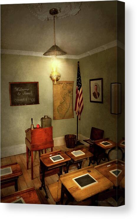 School Canvas Print featuring the photograph School - Classroom - Welcome to class by Mike Savad