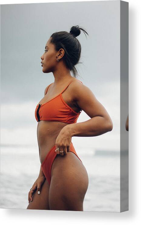 Sexy Black Girl Posing During A Shooting In The Beach Canvas Print / Canvas Art by Cavan Images