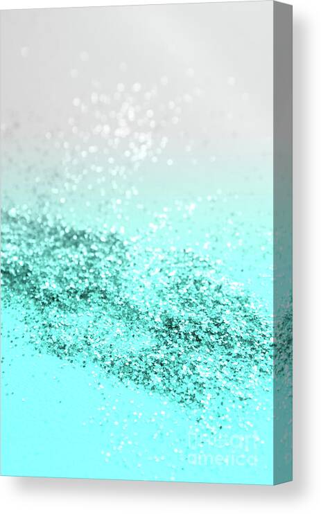Color Canvas Print featuring the mixed media Silver Gray Aqua Teal Ocean Glitter #1 #shiny #decor #art by Anitas and Bellas Art