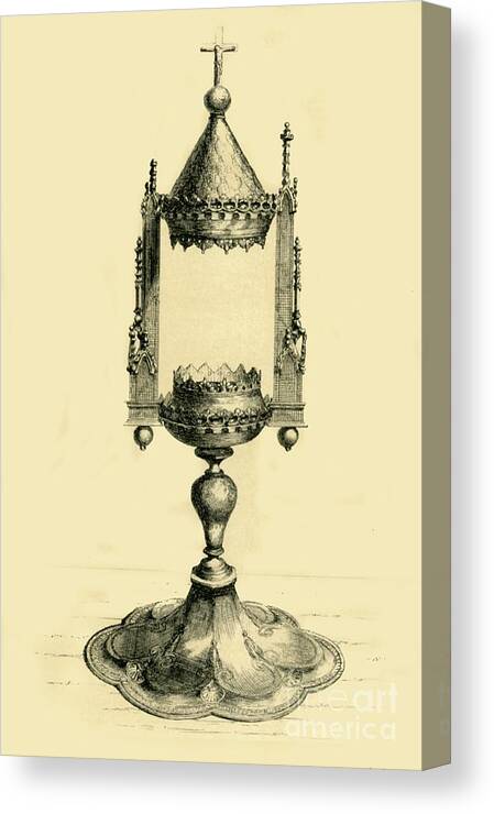 Engraving Canvas Print featuring the drawing Silver Monstrance Or Reliquary by Print Collector