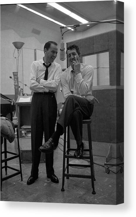 Record Canvas Print featuring the photograph Sinatra and Martin Share A Laugh by Allan Grant