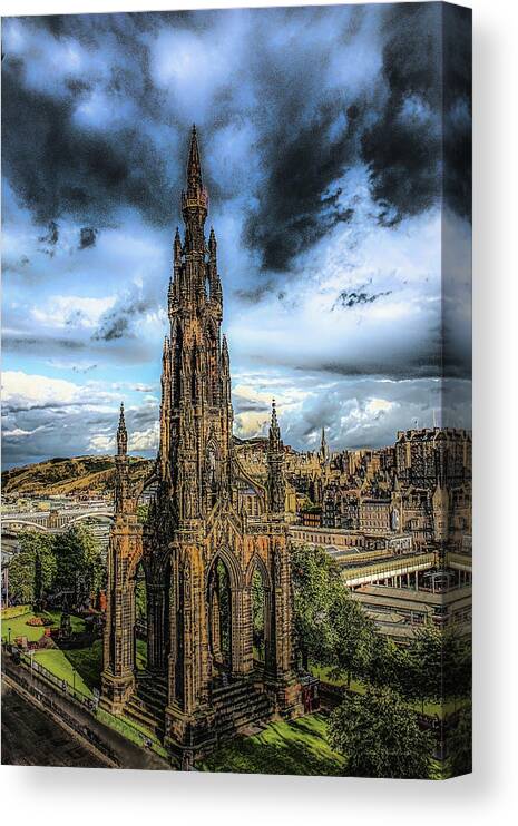 Sir Walter Scott Monument Canvas Print featuring the photograph Sir Walter by Diane Lindon Coy