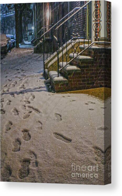 Winter Canvas Print featuring the photograph Snowy Night by Sandy Moulder