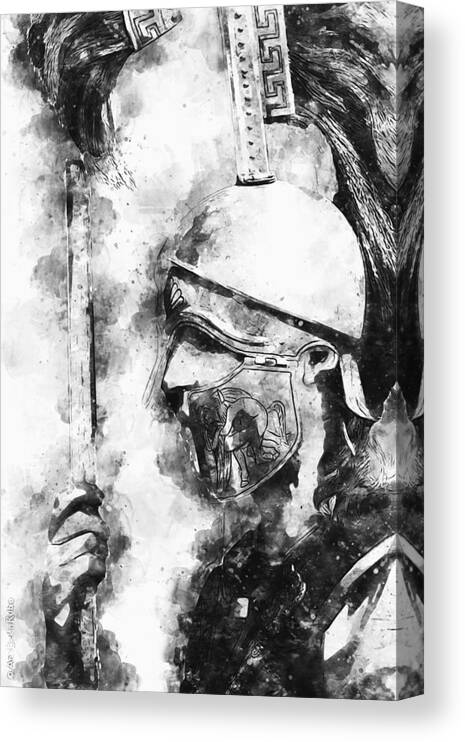 Spartan Warrior Canvas Print featuring the painting Spartan Hoplite - 30 by AM FineArtPrints
