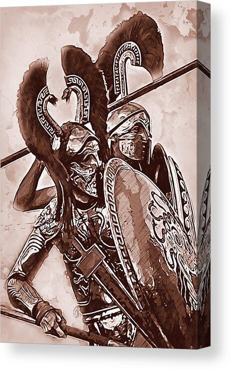 Spartan Warrior Canvas Print featuring the painting Spartan Hoplite - 35 by AM FineArtPrints