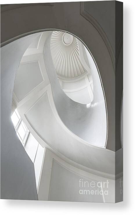 Auditorium Canvas Print featuring the photograph Spiral Modernist Staircase In Warsaw by Cinematographer