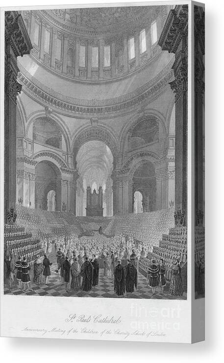 Engraving Canvas Print featuring the drawing St. Pauls Cathedral. Anniversary by Print Collector