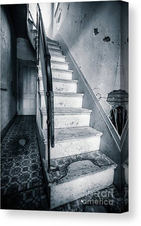 Bannack Canvas Print featuring the photograph Staircase in an abandoned home by Edward Fielding