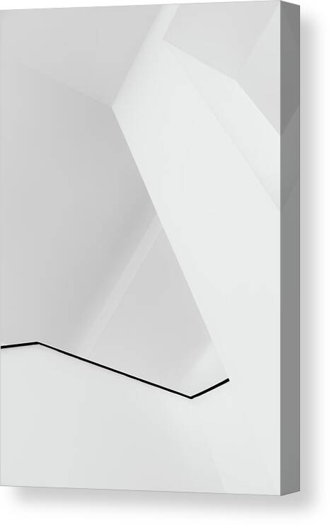 Abstract Canvas Print featuring the photograph Stairwell In High Key by Greetje Van Son
