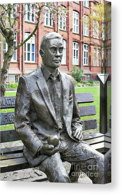 Alan Mathison Turing Canvas Print featuring the photograph Statue Of Alan Turing by Martin Bond/science Photo Library